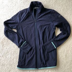 Icebreaker Descender Jacket Merino Full Zip Navy Blue Large Womens